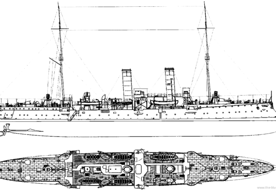 Крейсер SMS Gazelle 1910 [Light Cruiser] - чертежи, габариты, рисунки